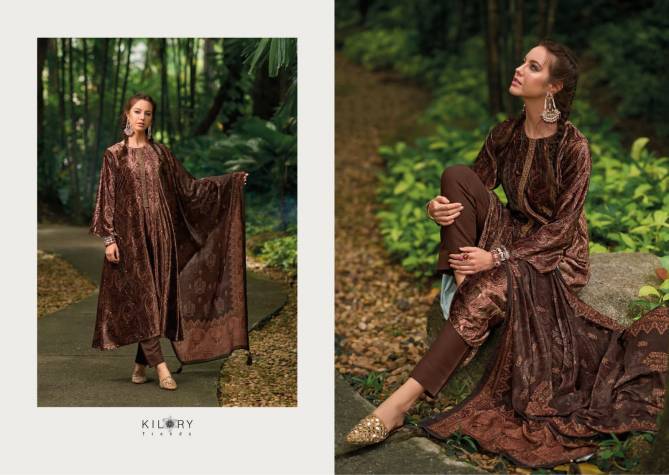 Mahnoor By Kilory Embroidery Velvet Dress Material Catalog